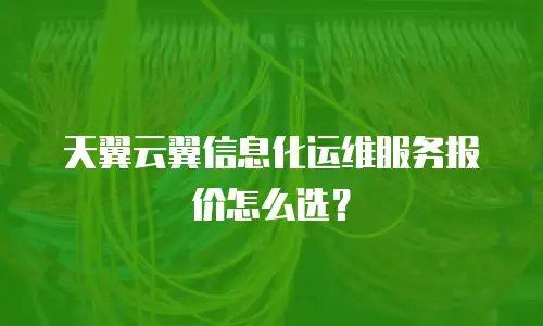 天翼云翼信息化运维服务报价怎么选？
