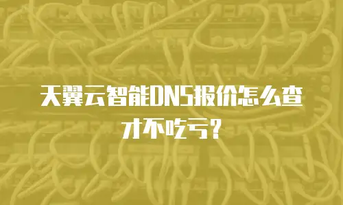 天翼云智能DNS报价怎么查才不吃亏？
