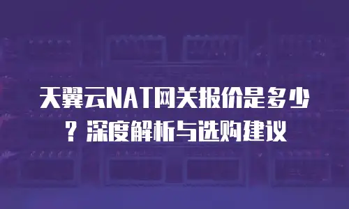 天翼云NAT网关报价是多少？深度解析与选购建议