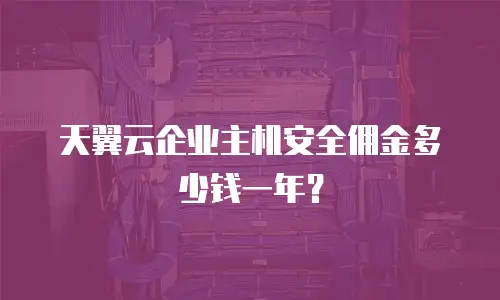 天翼云企业主机安全佣金多少钱一年？