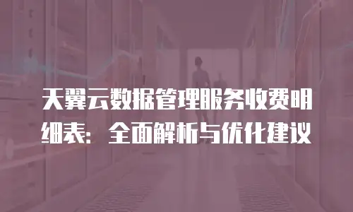 天翼云数据管理服务收费明细表：全面解析与优化建议