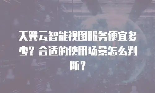 天翼云智能视图服务便宜多少？合适的使用场景怎么判断？