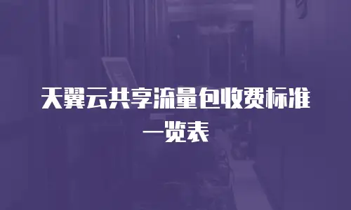 天翼云共享流量包收费标准一览表
