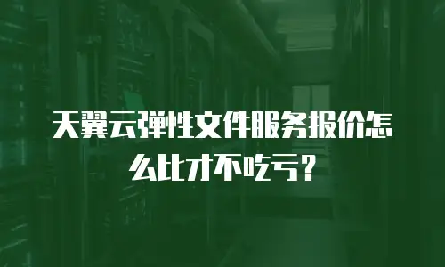 天翼云弹性文件服务报价怎么比才不吃亏？