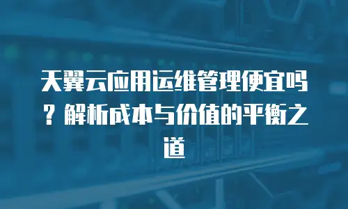 天翼云应用运维管理便宜吗？解析成本与价值的平衡之道