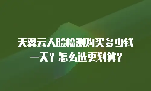 天翼云人脸检测购买多少钱一天？怎么选更划算？