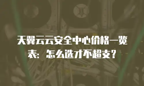 天翼云云安全中心价格一览表：怎么选才不超支？