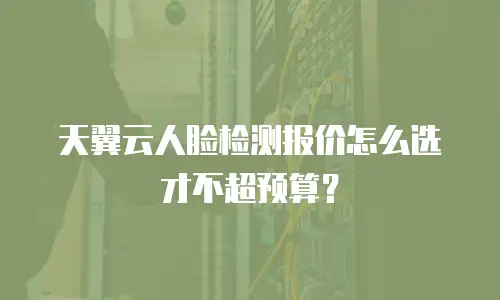 天翼云人脸检测报价怎么选才不超预算？