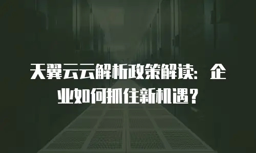 天翼云云解析政策解读：企业如何抓住新机遇？