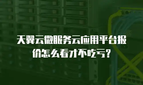 天翼云微服务云应用平台报价怎么看才不吃亏？