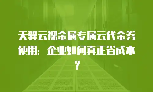 天翼云裸金属专属云代金券使用：企业如何真正省成本？