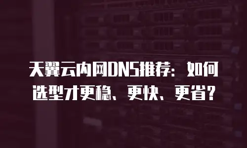 天翼云内网DNS推荐：如何选型才更稳、更快、更省？