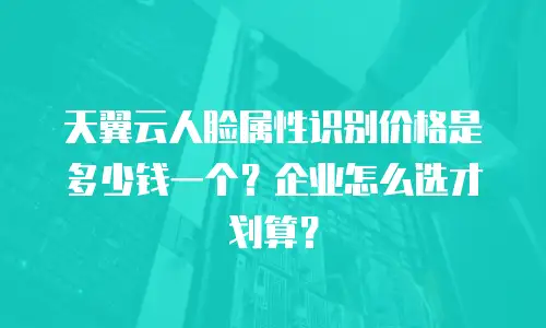 天翼云人脸属性识别价格是多少钱一个？企业怎么选才划算？