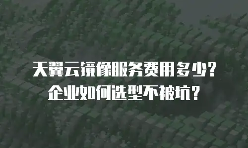 天翼云镜像服务费用多少？企业如何选型不被坑？