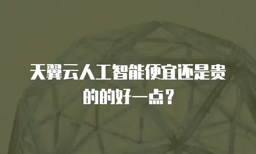 天翼云人工智能便宜还是贵的的好一点？