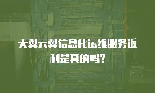 天翼云翼信息化运维服务返利是真的吗？