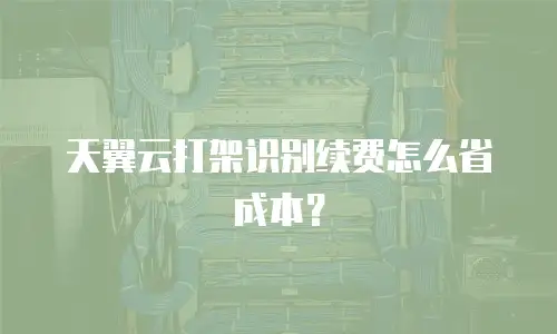 天翼云打架识别续费怎么省成本？
