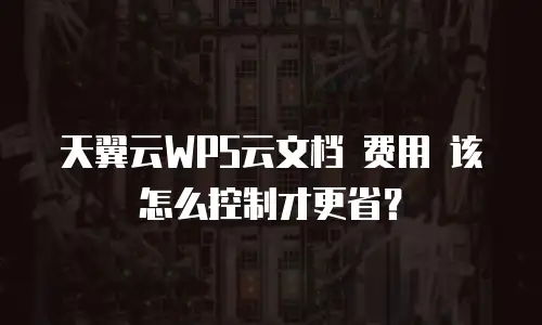天翼云WPS云文档 费用 该怎么控制才更省？