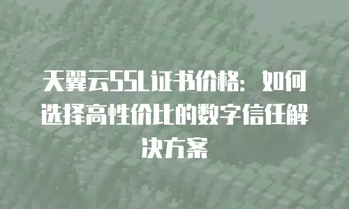 天翼云SSL证书价格：如何选择高性价比的数字信任解决方案