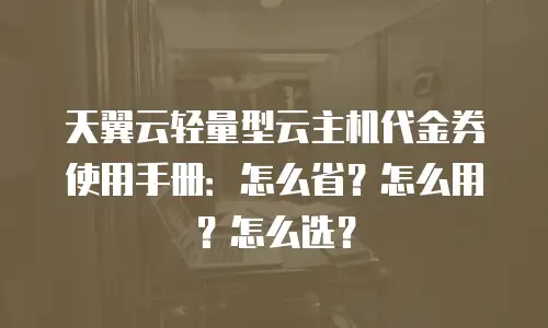 天翼云轻量型云主机代金券使用手册：怎么省？怎么用？怎么选？