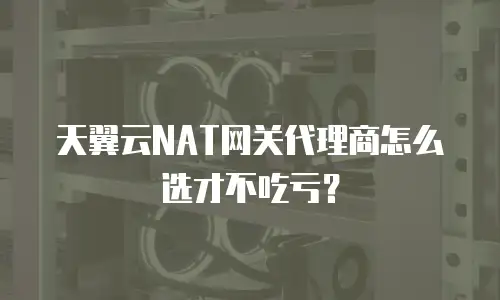 天翼云NAT网关代理商怎么选才不吃亏？