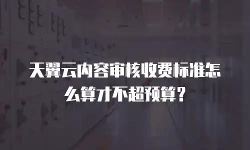 天翼云内容审核收费标准怎么算才不超预算？