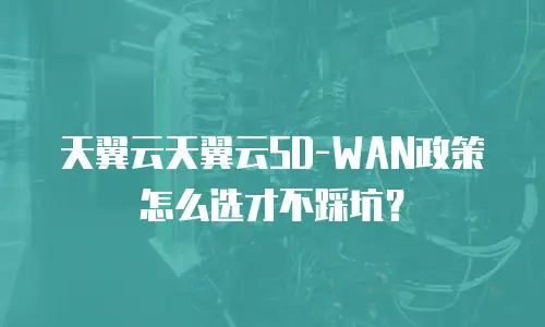 天翼云天翼云SD-WAN政策怎么选才不踩坑？