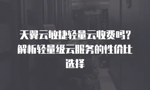 天翼云敏捷轻量云收费吗？解析轻量级云服务的性价比选择