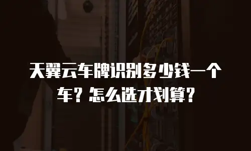 天翼云车牌识别多少钱一个车？怎么选才划算？