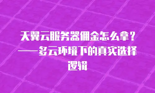 天翼云服务器佣金怎么拿？&mdash;&mdash;多云环境下的真实选择逻辑