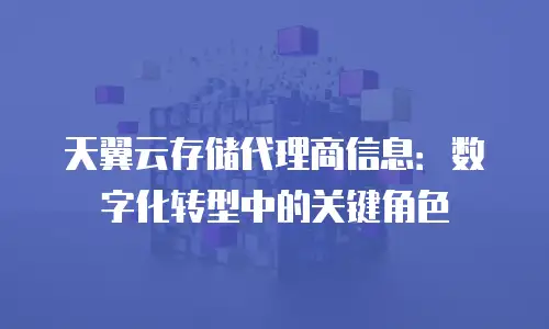 天翼云存储代理商信息：数字化转型中的关键角色