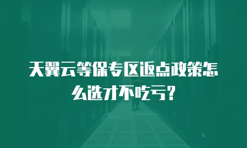 天翼云等保专区返点政策怎么选才不吃亏？
