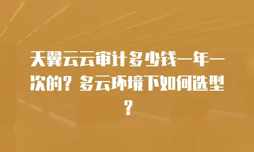 天翼云云审计多少钱一年一次的？多云环境下如何选型？