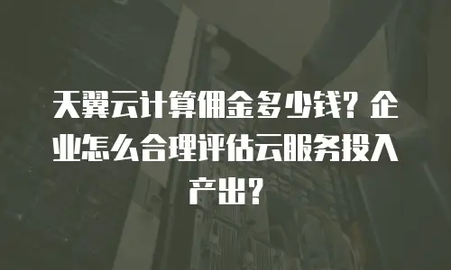天翼云计算佣金多少钱？企业怎么合理评估云服务投入产出？
