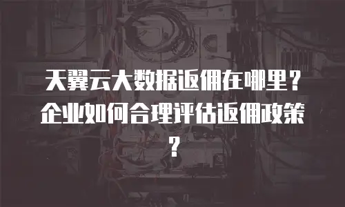 天翼云大数据返佣在哪里？企业如何合理评估返佣政策？