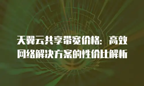 天翼云共享带宽价格：高效网络解决方案的性价比解析