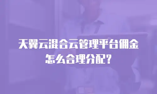 天翼云混合云管理平台佣金怎么合理分配？