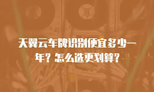 天翼云车牌识别便宜多少一年？怎么选更划算？