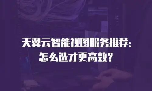 天翼云智能视图服务推荐：怎么选才更高效？