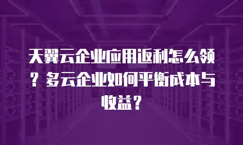 天翼云企业应用返利怎么领？多云企业如何平衡成本与收益？