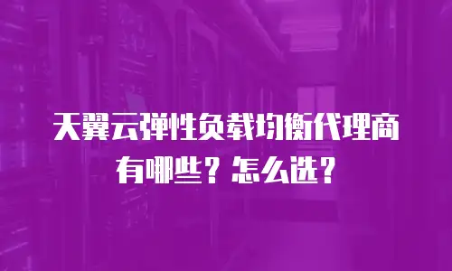 天翼云弹性负载均衡代理商有哪些？怎么选？