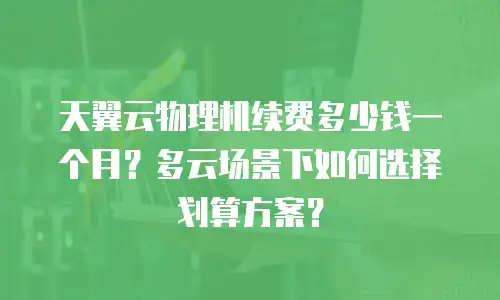 天翼云物理机续费多少钱一个月？多云场景下如何选择划算方案？