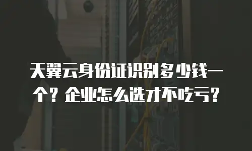 天翼云身份证识别多少钱一个？企业怎么选才不吃亏？