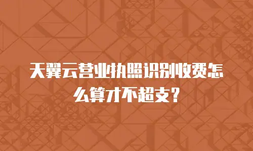 天翼云营业执照识别收费怎么算才不超支？