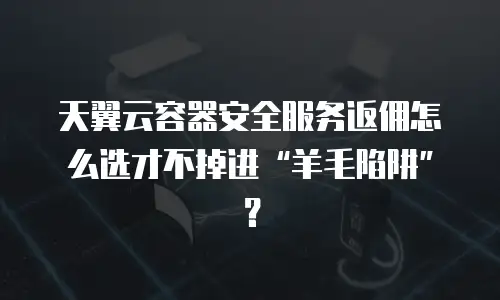 天翼云容器安全服务返佣怎么选才不掉进“羊毛陷阱”？
