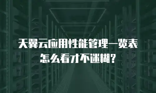 天翼云应用性能管理一览表怎么看才不迷糊？