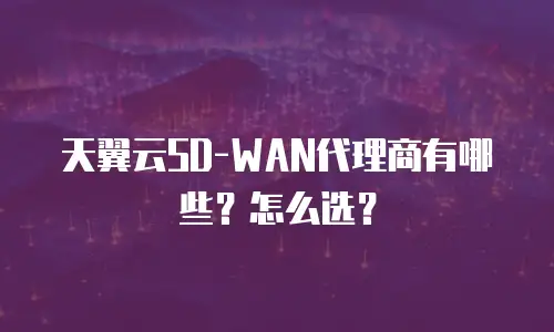 天翼云SD-WAN代理商有哪些？怎么选？