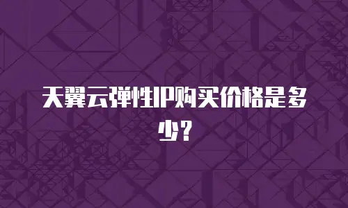 天翼云弹性IP购买价格是多少？