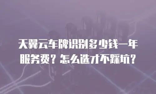 天翼云车牌识别多少钱一年服务费？怎么选才不踩坑？