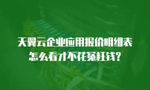 天翼云企业应用报价明细表怎么看才不花冤枉钱？